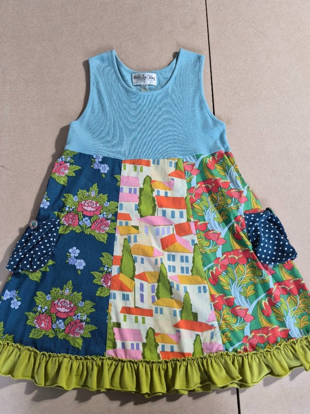 Matilda Jane Good Hart Bay Winds Tank Dress Girls 8 Patchwork Floral Pockets